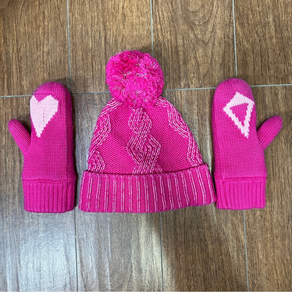 Ivivva Pink Mitten and Hat Set - OS